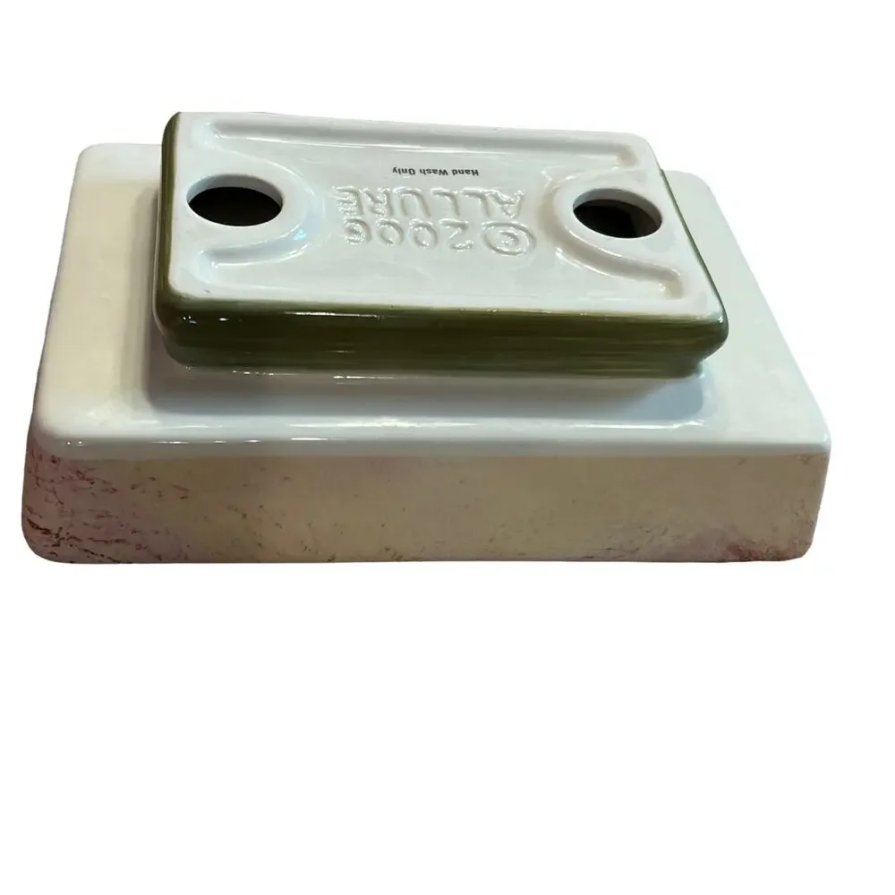 Y2K Allure Ceramic Love‎ Quote on Soap Dish Pink Green Beige Bathroom Decor 2006